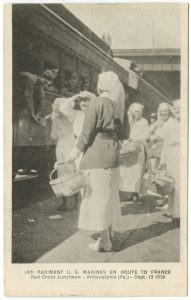 13th Regiment U.S. Marines en route to France, Red Cross Luncheon – Philadelphia (Pa.)- Sept. 13, 1918. Collotype postcard.